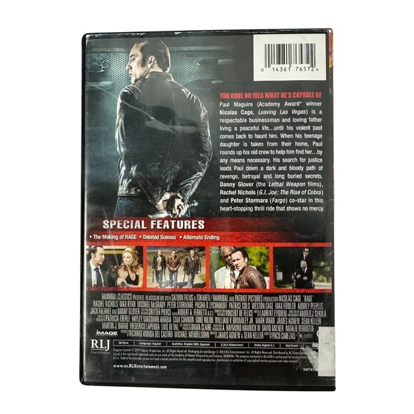 Rage DVD 2014 Nicolas Cage R Rated RLJ Entertainment Action Thriller Drama - Picture 2 of 6